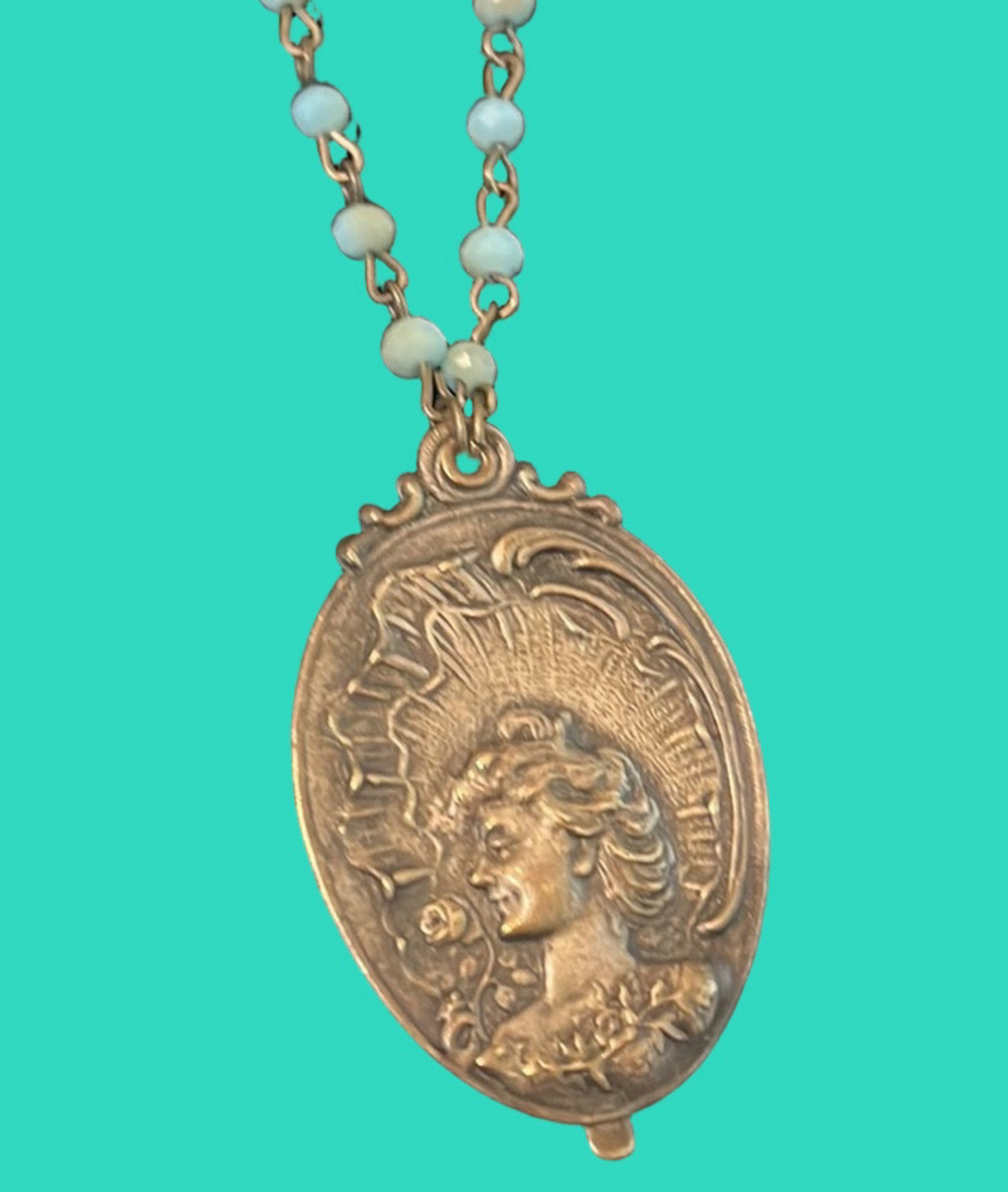 One-of-a-Kind Artisan Crafted Rosary & 1920 French Double Sided Pendant Necklace